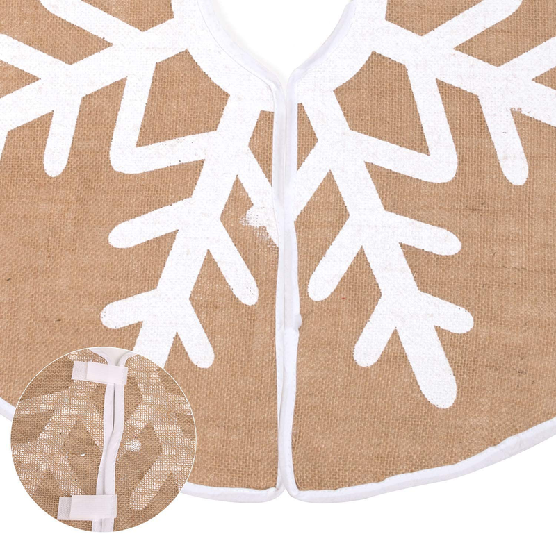 MACTING Christmas Tree Skirt, 30 Inches Burlap White Large Snowflake Countryside Tree Skirt, for Holiday Xmas Decorations Indoor Outdoor Home & Garden > Decor > Seasonal & Holiday Decorations > Christmas Tree Skirts MACTING   