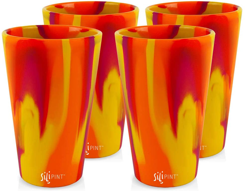 Silipint Silicone Pint Glass. Unbreakable, Reusable, Durable, and Guaranteed for Life. Shatterproof 16 Ounce Silicone Cups for Parties, Sports and Outdoors (2-Pack, Arctic Sky & Hippy Hop) Home & Garden > Kitchen & Dining > Tableware > Drinkware Silipint Sunfire Smash 4-Pack 