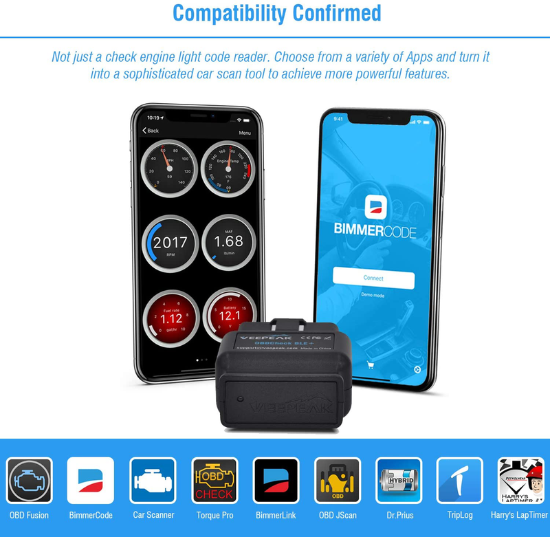 Veepeak OBDCheck BLE+ Bluetooth 4.0 OBD2 Scanner for iOS & Android, Car Diagnostic Code Reader Scan Tool for Universal OBDII/EOBD Vehicles  Veepeak   