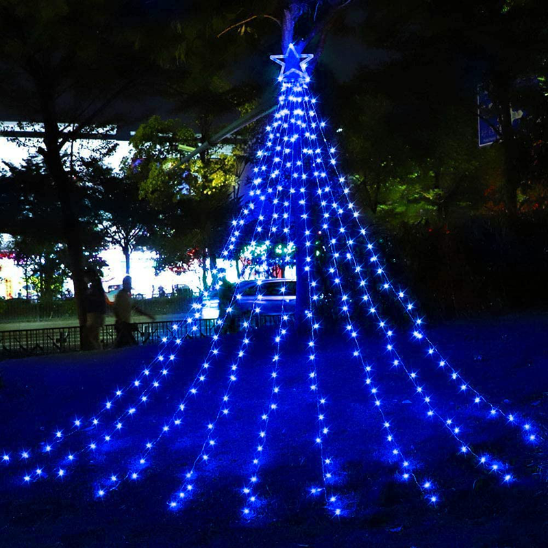 Christmas Decorations Outdoor Lights,16.4 ft 320 LED Star Christmas Tree Lights,8 Memory Lighting Modes&Timer Christmas Star Lights for Yard,Wedding,Party,Christmas Decorations (Multicolor) Home & Garden > Decor > Seasonal & Holiday Decorations& Garden > Decor > Seasonal & Holiday Decorations DINGFU Blue  