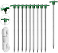 Eurmax USA Galvanized Non-Rust Outdoor Camping Family Tent Pop up Canopy Stakes 10Pc-Pack, with 4X10Ft Ropes & 1 Orange Stopper Sporting Goods > Outdoor Recreation > Camping & Hiking > Tent Accessories Eurmax Green  