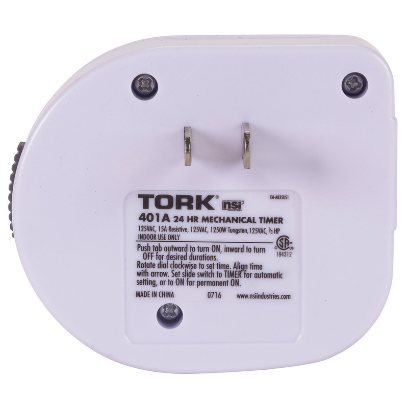 NSI Industries TORK 401A Easy-Set Indoor 15-Amp Mechanical Plug-In Lighting and Appliance Timer - Multiple On/Off Settings - Compatible with Incandescent/Compact Fluorescent/LED - Features 1 Outlet Receptacle Home & Garden > Lighting Accessories > Lighting Timers NSI   