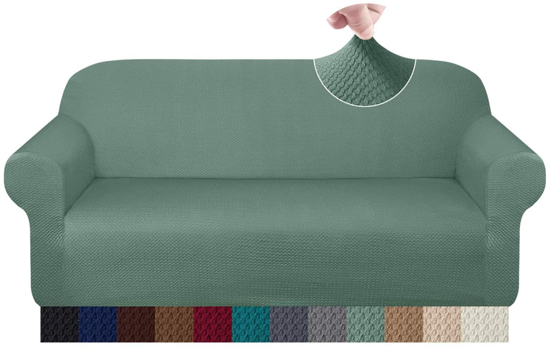 Granbest Thick Sofa Covers for 3 Cushion Couch Stylish Pattern Couch Covers for Sofa Stretch Jacquard Sofa Slipcover for Living Room Dog Pet Furniture Protector (Large, Gray) Home & Garden > Decor > Chair & Sofa Cushions Granbest Matcha Green X-Large 