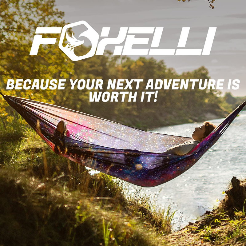 Foxelli Camping Hammock – Lightweight Parachute Nylon Portable Hammock with Tree Ropes and Carabiners, Perfect for Outdoors, Backpacking, Hiking, Camping, Travel, Beach, Backyard & Garden Home & Garden > Lawn & Garden > Outdoor Living > Hammocks Foxelli   