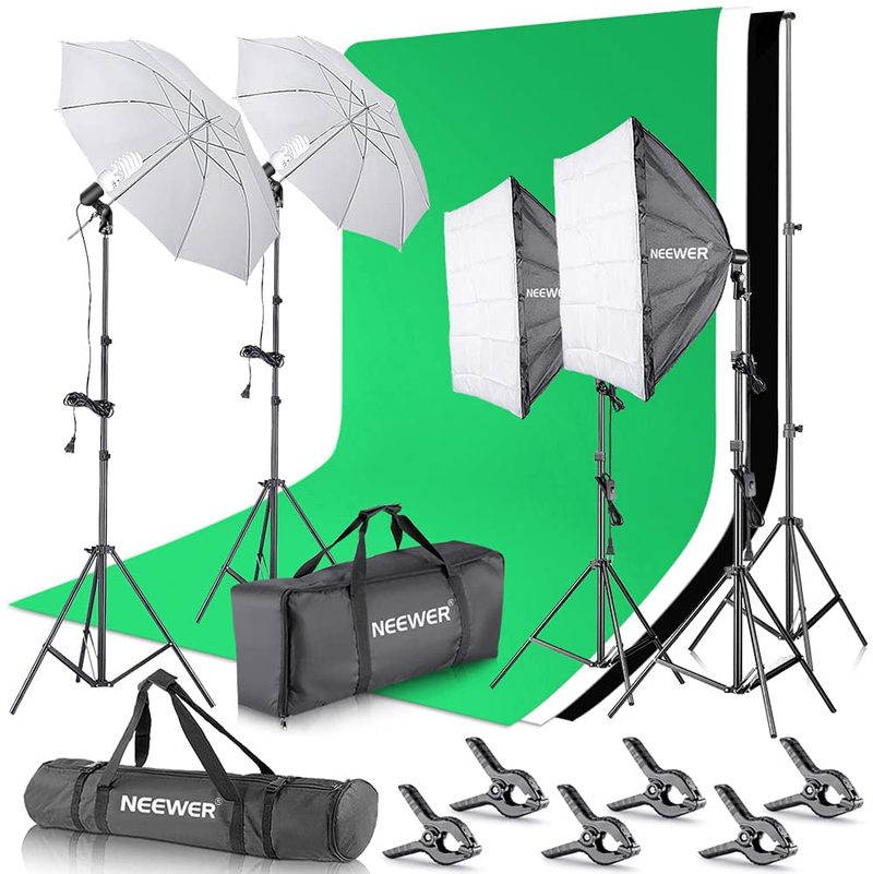 Neewer 2.6M x 3M/8.5ft x 10ft Background Support System and 800W 5500K Umbrellas Softbox Continuous Lighting Kit for Photo Studio Product,Portrait and Video Shoot Photography Cameras & Optics > Photography > Lighting & Studio Neewer Default Title  