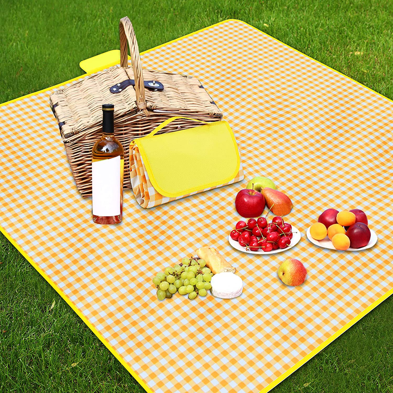 Ruisita Large Picnic Blankets 79 x 79 Inches Waterproof Blanket Portable Picnic Supplies for Outdoor Family Outdoor Camping Parties (Red and White) Home & Garden > Lawn & Garden > Outdoor Living > Outdoor Blankets > Picnic Blankets Ruisita Yellow and White Plaid 79 x 79 Inches 