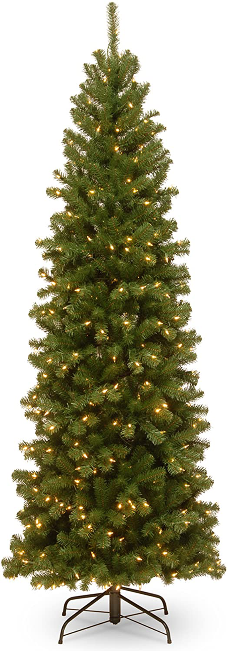 National Tree Company lit Artificial Christmas Tree Includes Pre-Strung White Lights and Stand, North Valley Spruce Pencil Slim-7 ft Home & Garden > Decor > Seasonal & Holiday Decorations > Christmas Tree Stands National Tree 7 ft  