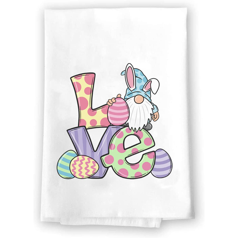 Decorative Kitchen and Bath Hand Towel | Easter Flowers Orange Pink Green | Spring Summer Garden Themed | Home Decor Decorations | House Gift Present Home & Garden > Decor > Seasonal & Holiday Decorations Serenity Home Goods LOVE Gnome  