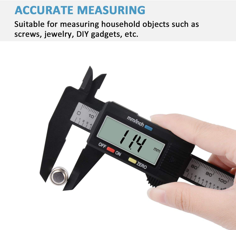 Digital Caliper, Adoric 0-6" Calipers Measuring Tool - Electronic Micrometer Caliper with Large LCD Screen, Auto-Off Feature, Inch and Millimeter Conversion  Adoric   
