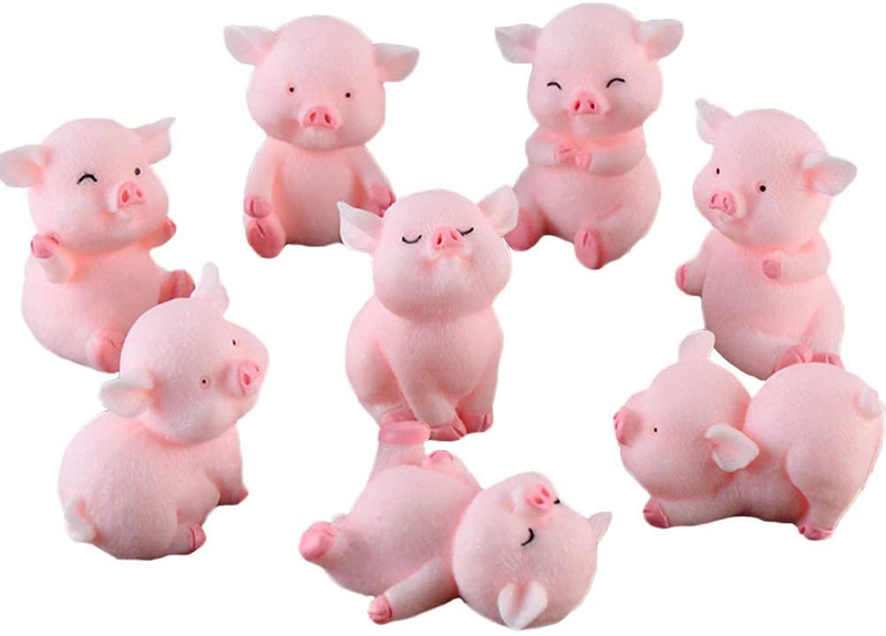 Miniature Pig Figurines 8 Pcs, Cute Pink Piggy Toy Figures Cake Toppers for Fairy Garden Decor Christmas Desk Decoration Home & Garden > Decor > Seasonal & Holiday Decorations MAOMIA Default Title  