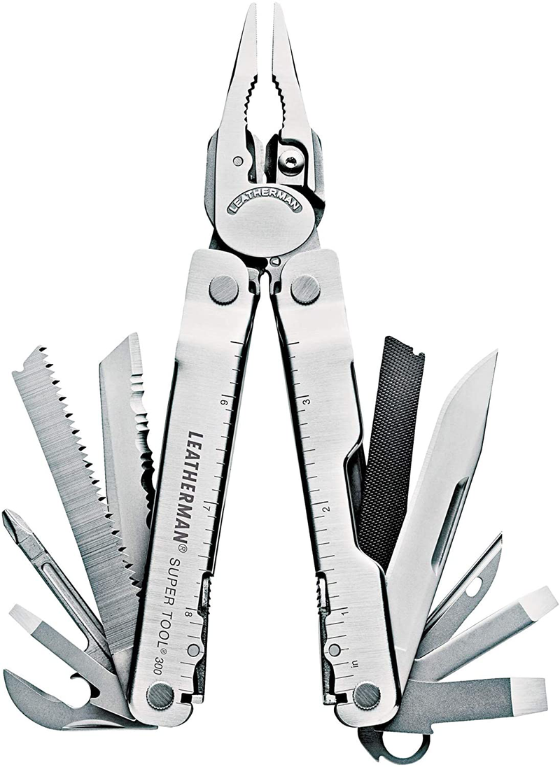 LEATHERMAN, Super Tool 300 Multitool with Premium Replaceable Wire Cutters and Saw, Stainless Steel with Nylon Sheath Sporting Goods > Outdoor Recreation > Camping & Hiking > Camping Tools Leatherman Silver  