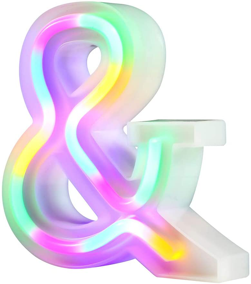 Neon Letter Lights 26 Alphabet Letter Bar Sign Letter Signs for Wedding Christmas Birthday Partty Supplies,USB/Battery Powered Light Up Letters for Home Decoration-Colourful J Home & Garden > Decor > Seasonal & Holiday Decorations& Garden > Decor > Seasonal & Holiday Decorations WARMTHOU Letter-&  