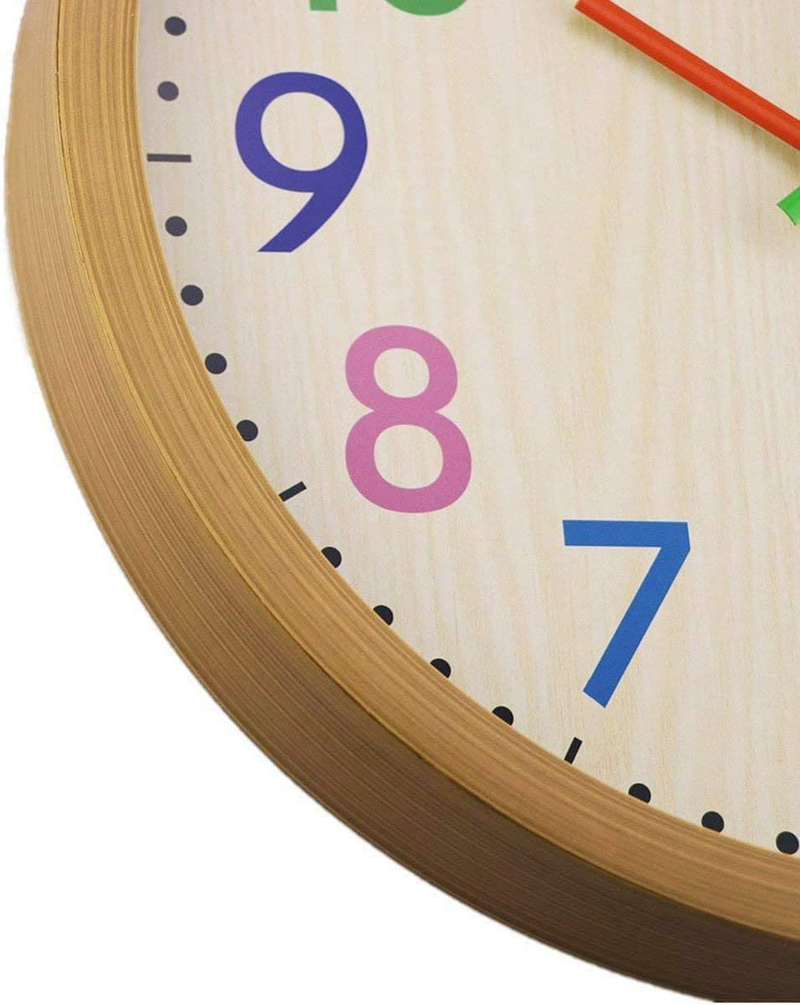 Foxtop Silent Kids Wall Clock 12 Inch Non-Ticking Battery Operated Colorful Decorative Clock for Children Nursery Room Bedroom School Classroom - Easy to Read (Colorful Numbers, 12 inch) Home & Garden > Decor > Clocks > Wall Clocks Foxtop   