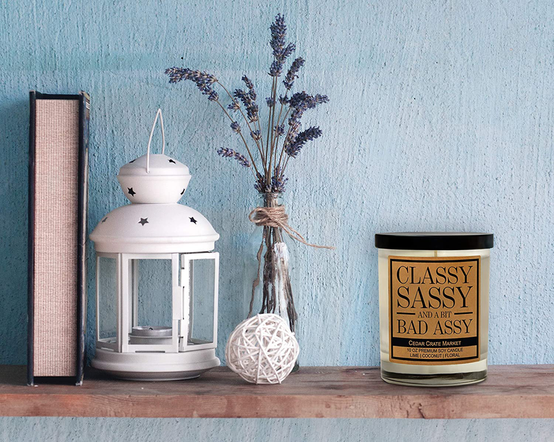 Classy, Sassy Funny Candles for Women Gift, Fun, Cool Candles, Funny Birthday Candle Gift for Boss Lady, Best Friend, Bestie, Mom, Wife, Friend or Sister, Mother’s Day, Retirement, Going Away, Moving Home & Garden > Decor > Home Fragrances > Candles Cedar Crate Market   