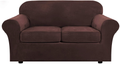 Real Velvet Plush 3 Piece Stretch Sofa Covers Couch Covers for 2 Cushion Couch Loveseat Covers (Base Cover Plus 2 Individual Cushion Covers) Feature Thick Soft Stay in Place (Medium Sofa, Ivory) Home & Garden > Decor > Chair & Sofa Cushions H.VERSAILTEX Brown Medium 