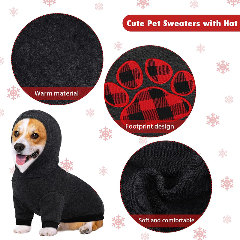 Pedgot Pet Dog Hoodie Clothes with Dog Paw Shaped Buffalo Plaid Print Warm Puppy Clothes with Hat Pet Apparel Dog Hooded Outfits Pullover Sweatshirts Dog Coats for Medium Dogs Winter Wearing Animals & Pet Supplies > Pet Supplies > Dog Supplies > Dog Apparel Pedgot   