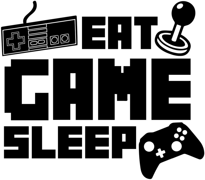 Eat Sleep Game Wall Decal, Video Gamer Boy Wall Sticker, Vinyl Game Décor Wall Stickers Art Design Stickers Wall for Home Playroom Bedroom Game Boys Room (Black, 27.5''L x 14''H) Arts & Entertainment > Hobbies & Creative Arts > Arts & Crafts > Art & Crafting Materials > Embellishments & Trims > Decorative Stickers hatisan 28" L x 18" H  