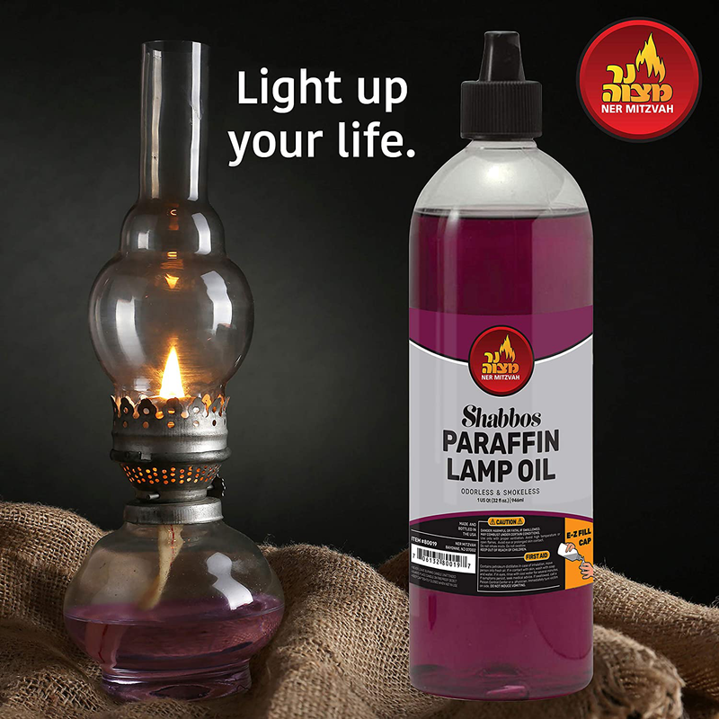 Paraffin Lamp Oil - Purple Smokeless, Odorless, Clean Burning Fuel for Indoor and Outdoor Use with E-Z Fill Cap and Pouring Spout - 32oz - by Ner Mitzvah
