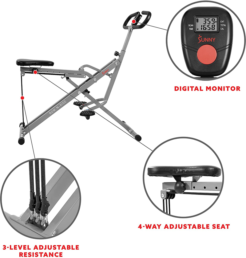 Sunny Health & Fitness Squat Assist Row-N-Ride Trainer for Glutes Workout with Training Video  Sunny Health & Fitness   