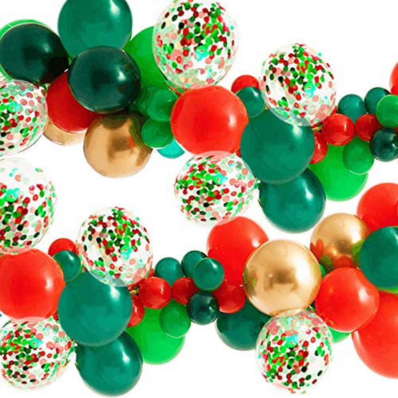 Merry Christmas Balloon Arch Garland Kit, 115 Pieces Green Red White Gold Confetti Balloons with Santa Claus Mylar Balloon for Christmas Party Decorations New Year Baby Shower Birthday Party Supplies Home & Garden > Decor > Seasonal & Holiday Decorations& Garden > Decor > Seasonal & Holiday Decorations OuMuaMua   