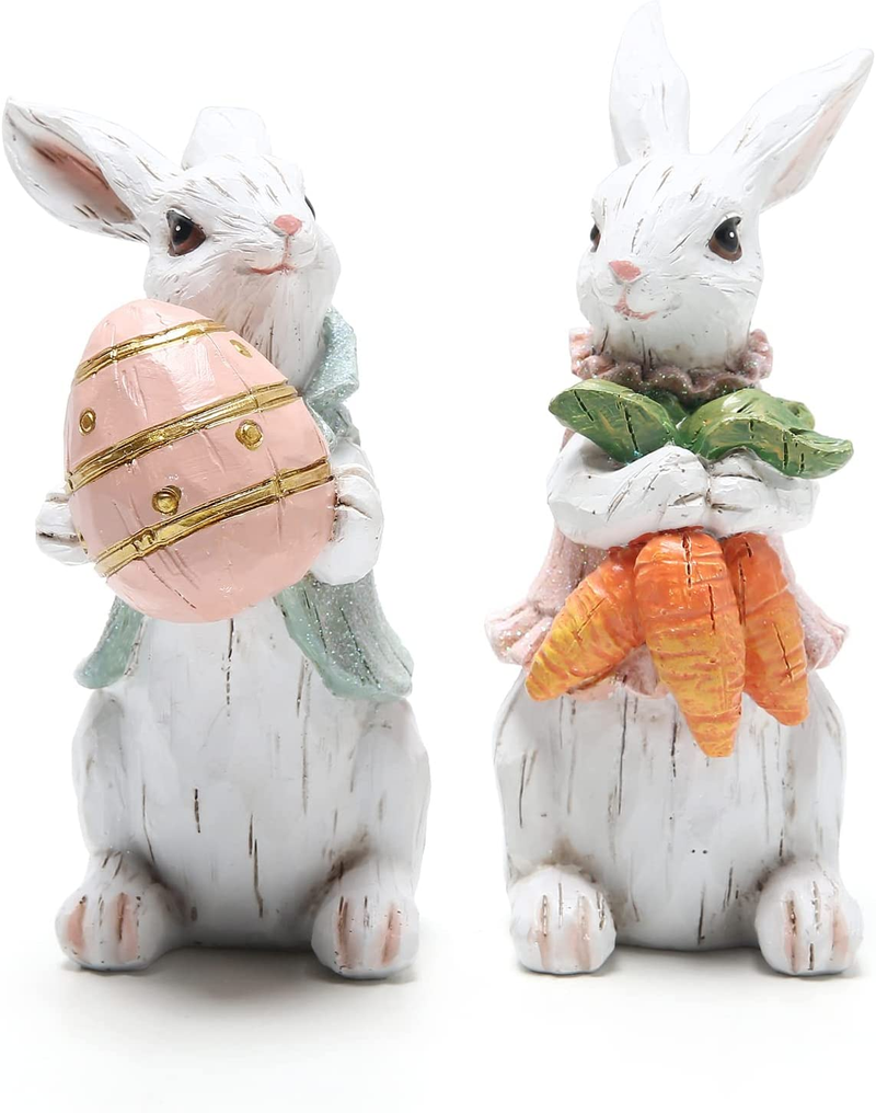 Hodao Easter Bunny Decorations Spring Home Decor Bunny Figurines(Easter White Rabbit 2Pcs) Home & Garden > Decor > Seasonal & Holiday Decorations Hodao Easter White Rabbit 2pcs  