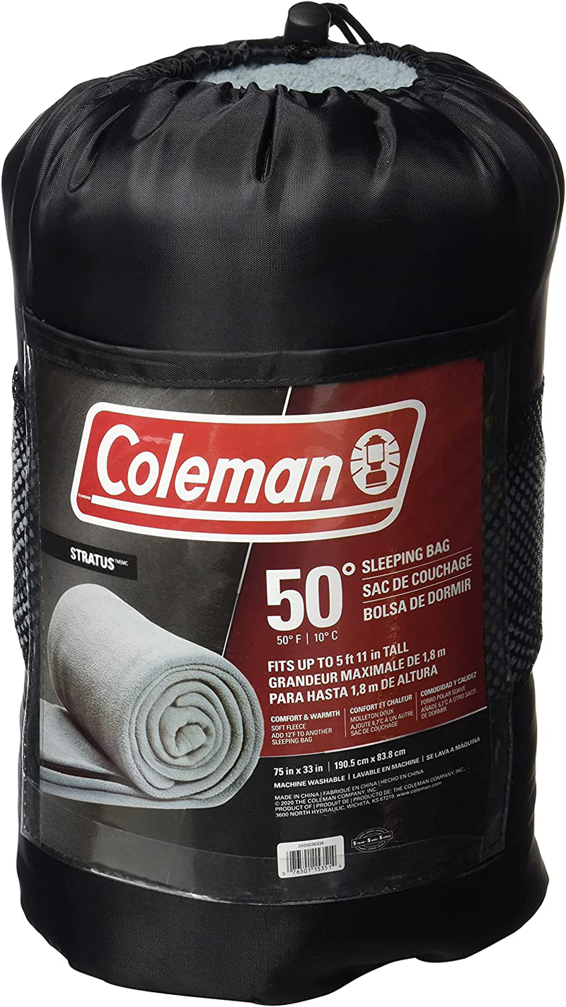Coleman Sleeping Bag STRAT 50F Fleece Gray C003 Sporting Goods > Outdoor Recreation > Camping & Hiking > Sleeping Bags Coleman   