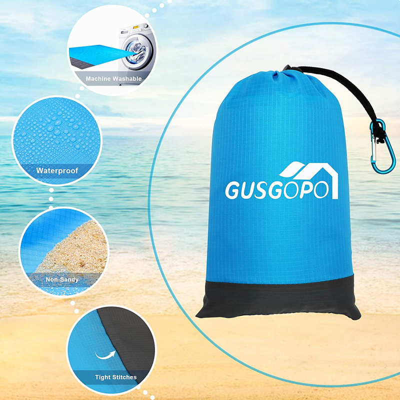 Gusgopo Beach Blanket, 79''×83'' Picnic Blankets Waterproof Sandproof for 4-7 Adults, Oversized Lightweight Beach Mat, Portable Picnic Mat, SandProof Mat for Travel, Camping with Waterproof Case Home & Garden > Lawn & Garden > Outdoor Living > Outdoor Blankets > Picnic Blankets Gusgopo   