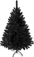 Prextex 4 Feet Black Christmas Tree - 320 Tips Premium Hinged Artificial Canadian Fir Full Bodied Black Christmas Tree Lightweight and Easy to Assemble with Christmas Tree Metal Stand Home & Garden > Decor > Seasonal & Holiday Decorations > Christmas Tree Stands Prextex Black 4 feet 