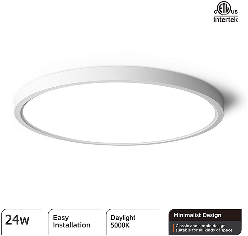 Led Flush Mount Ceiling Light, 12 Inch Close to Ceiling Light Fixtures, 5000K White Modern Surface Mount Light for Basements, Closets, Foyers, Kitchen, Laundry, Pantry, ETL Listed