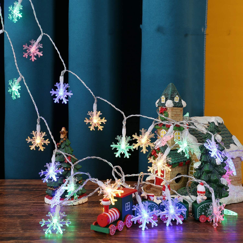 Snowflake String Lights,19.6 Ft 40 Leds, Use for Indoor Outdoor Christmas Wedding Birthday Valentine'S Day Holiday Party(Multicolor) (2) Home & Garden > Decor > Seasonal & Holiday Decorations YANOO1 1  