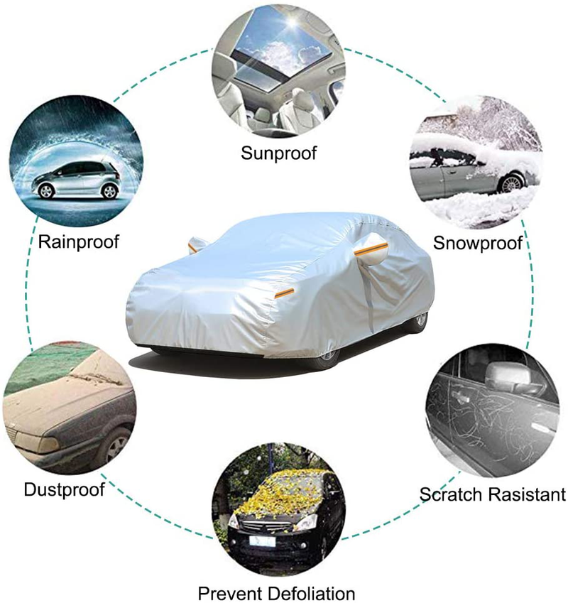 GUNHYI Car Cover Waterproof All Weather for Automobiles, 6 Layer Heavy Duty Outdoor Cover, Sun Rain Uv Protection, Fit Sedan (Length 182-191inch)  GUNHYI   
