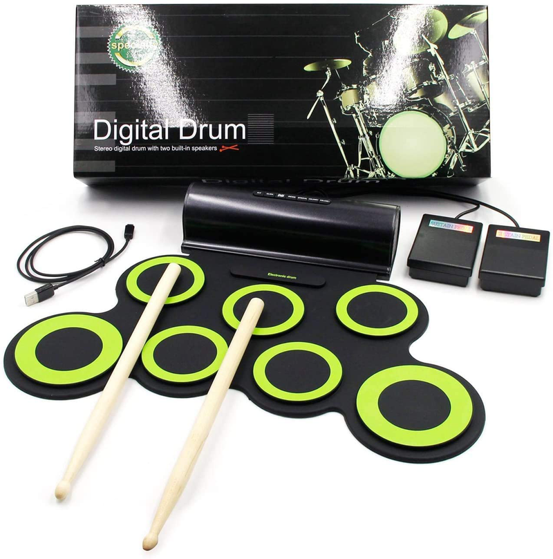 PAXCESS Electronic Drum Set, Roll Up Drum Practice Pad Midi Drum Kit with Headphone Jack Built-in Speaker Drum Pedals Drum Sticks 10 Hours Playtime, Great Holiday Birthday Gift for Kids  PAXCESS   