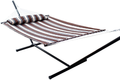 SUNNY GUARD 12.8 FT Hammock with Stand 2 Person Heavy Duty，Quilted Fabric Wood Spreader Bars,Stands & Accessories，for Indoor/Outdoor Patio Navy Blue(450 lb Capacity Home & Garden > Lawn & Garden > Outdoor Living > Hammocks SUNNY GUARD Brown Stripes  
