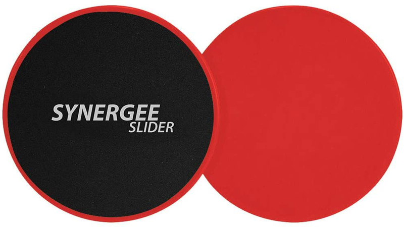 Synergee Core Sliders. Dual Sided Use on Carpet or Hardwood Floors. Abdominal Exercise Equipment  Synergee Rogue Red  