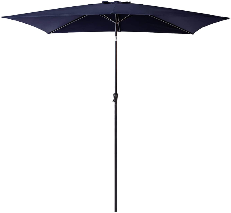 FLAME&SHADE 6.5 x 10 ft Rectangular Outdoor Patio and Table Umbrella with Tilt - Aqua Blue