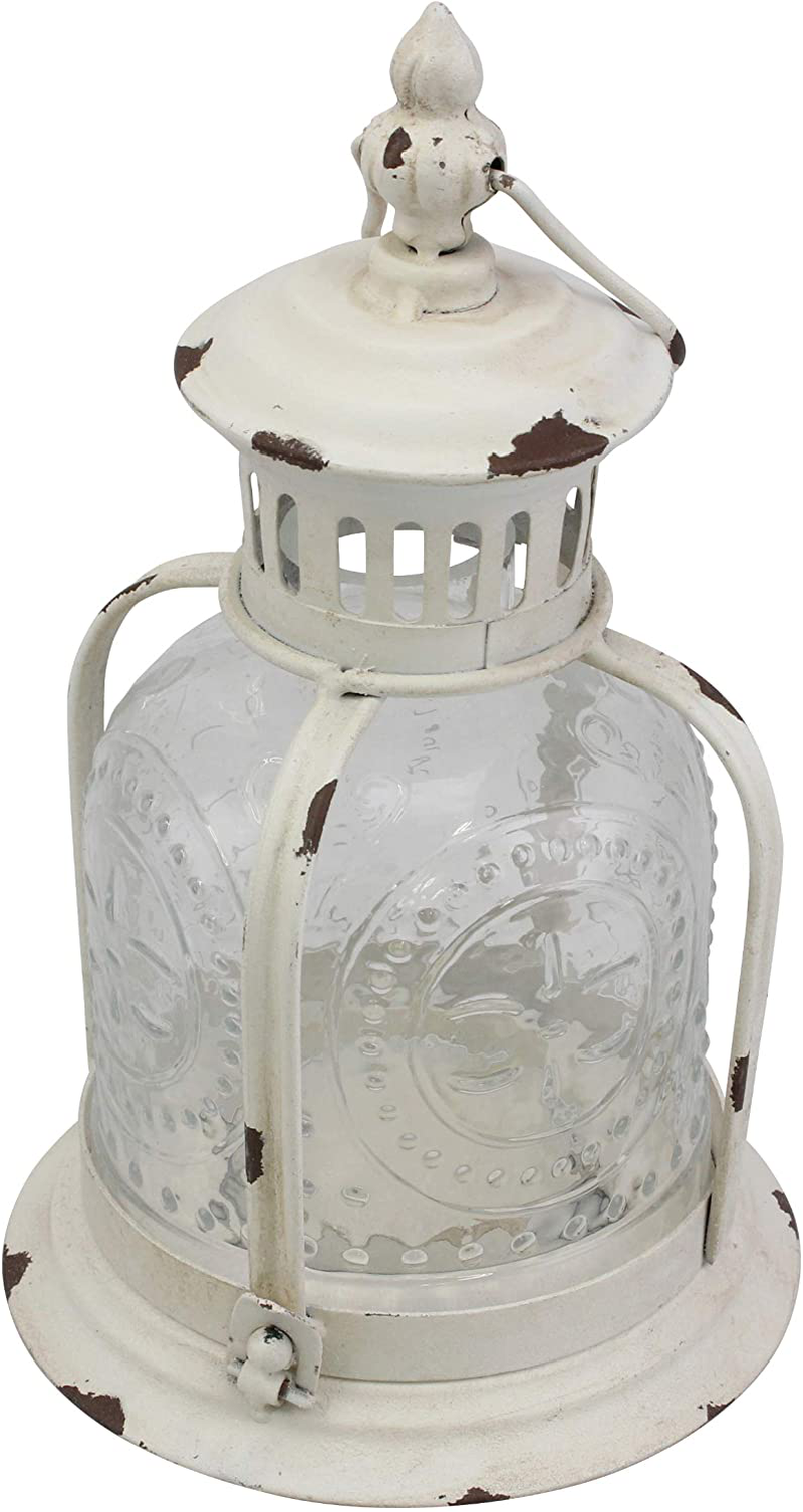 Stonebriar Antique Worn White Metal Candle Lantern, Use As Decoration for Birthday Parties, a Rustic Wedding Centerpiece, or Create a Relaxing Spa Setting, For Indoor or Outdoor Use Home & Garden > Decor > Home Fragrance Accessories > Candle Holders CKK Industrial LTD   