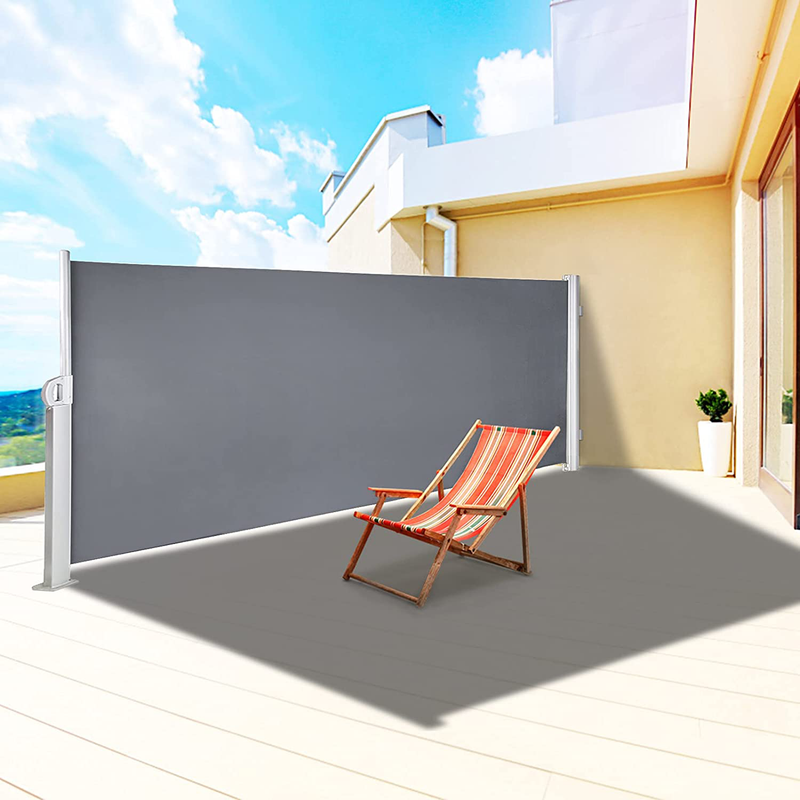 LOVESHARE Retractable Screen 71x118'' Awnig Rugged Full Aluminum Rust-Proof, Patio Sunshine Screen, Privacy Divider, Wind Screen, Long Service Life, Suitable for Courtyard, Roof Terraces and Pools