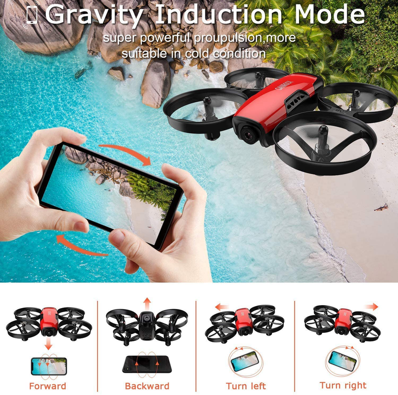 SANROCK U61W Drones for Kids with 720P HD Camera, Mini Drone WiFi FPV RC Quadcopter for Beginners, Route Making, Headless Mode, One-Key Start, Emergency Stop, Great Gift for Boys Girls, 2 Batteries