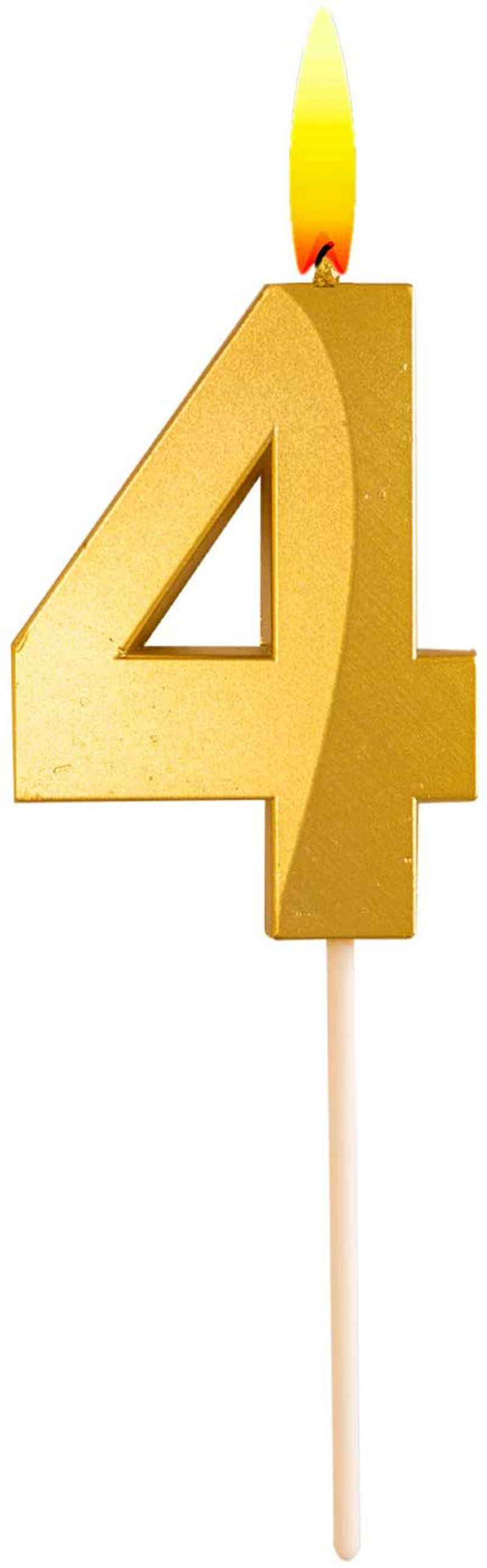 Gold Glitter Happy Birthday Cake Candles Number Candles Number 4 Birthday Candle 3D Design Cake Topper Decoration for Party Kids Adults