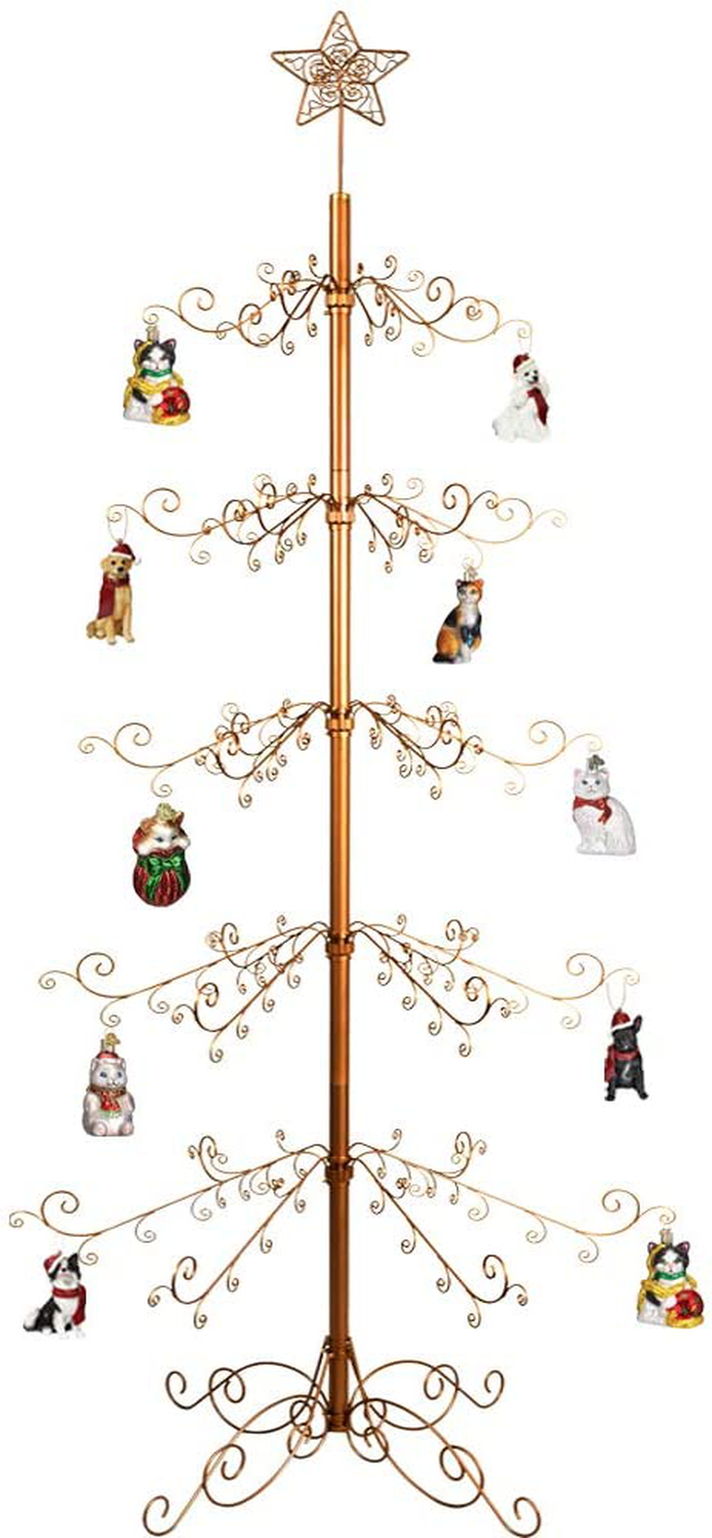 HOHIYA Wrought Iron Christmas Tree Ornament Display Stand Metal 7 to 8 Feet Black Home & Garden > Decor > Seasonal & Holiday Decorations > Christmas Tree Stands HOHIYA Gold -  