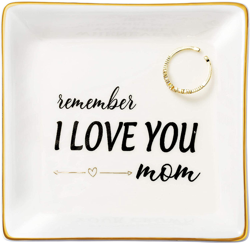 JoycuFF Gifts for Mom Ring Trinket Dish Decorative Mama Jewelry Tray Unique Presents for Birthday Mother's Day Thanksgiving Day Christmas Cute Home Decor Home & Garden > Decor > Decorative Trays Hongyang I love you mom-gifts for mom  