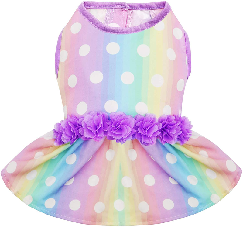 KYEESE Dogs Dresses Daisy Eelgant Princess Doggie Dress for Small Dogs with Flowers Decor Spring Summer Animals & Pet Supplies > Pet Supplies > Cat Supplies > Cat Apparel KYEESE Polka Dot Medium (Pack of 1) 