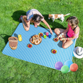 Khservise Lightweight Waterproof Large Picnic & Beach Blanket Rug Handy Mat Tote Plus Thick Dual Layers Waterproof and Easy Clean-up Picnic Mat for Family,Friends, Kids, 79"x77" (Yellow-White) Home & Garden > Lawn & Garden > Outdoor Living > Outdoor Blankets > Picnic Blankets Khservise 03 Blue-white  
