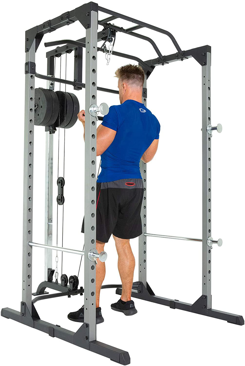 Fitness Reality 810XLT Super Max Power Cage with Optional Lat Pull-down Attachment and Adjustable Leg Hold-down  Fitness Reality   