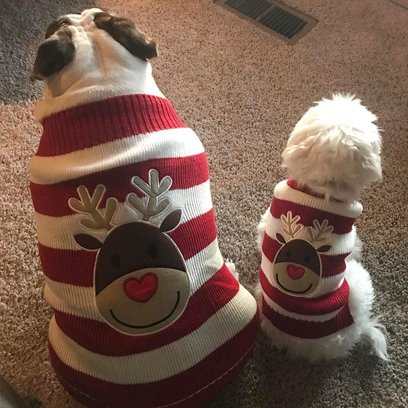NACOCO Dog Reindeer Sweaters Dog Sweaters New Year Christmas Pet Clothes for Small Dog and Cat Animals & Pet Supplies > Pet Supplies > Dog Supplies > Dog Apparel NACOCO   