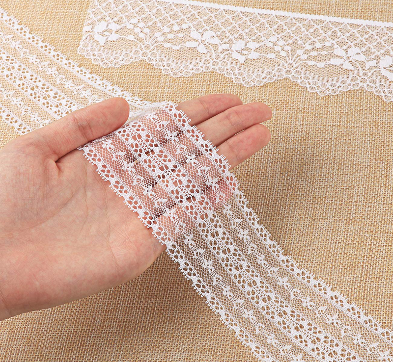 ilauke White Lace Ribbon 14 Rolls Lace Trims 0.6 to 2.1 inch Cream Lace with Assorted Pattern for Sewing and Crafts, 3.28 Yards Each Arts & Entertainment > Hobbies & Creative Arts > Arts & Crafts ilauke   