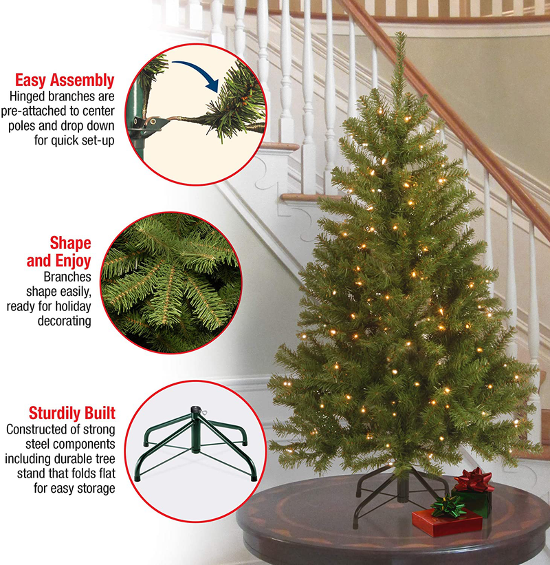 National Tree Company Pre-lit Artificial Christmas Tree | Includes Pre-strung White Lights and Stand | North Valley Spruce - 4.5 ft Home & Garden > Decor > Seasonal & Holiday Decorations > Christmas Tree Stands National Tree   