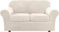 Real Velvet Plush 3 Piece Stretch Sofa Covers Couch Covers for 2 Cushion Couch Loveseat Covers (Base Cover Plus 2 Individual Cushion Covers) Feature Thick Soft Stay in Place (Medium Sofa, Ivory) Home & Garden > Decor > Chair & Sofa Cushions H.VERSAILTEX Ivory Medium 