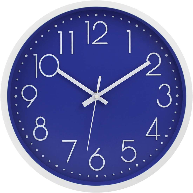Filly Wink Modern Wall Clock Silent Non-Ticking Sweep Movement Battery Operated Easy to Read Home/Office/School Clock 12 Inch Blue Home & Garden > Decor > Clocks > Wall Clocks Filly Wink Blue  