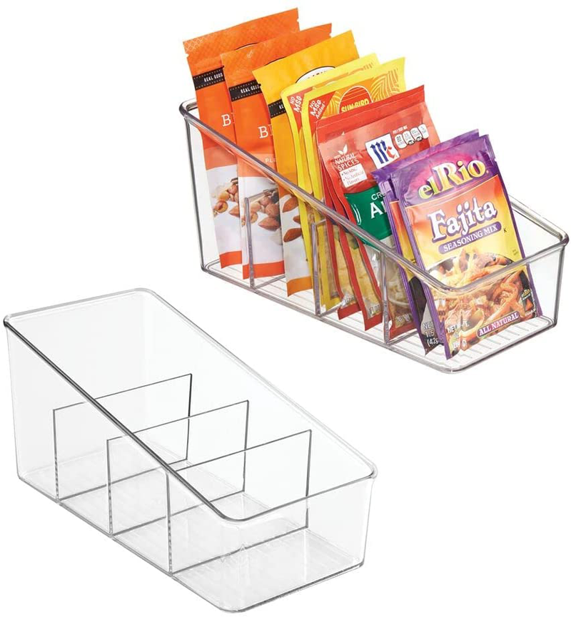 Mdesign Large Plastic Food Packet Organizer Caddy, Fridge or Freezer - Storage for Kitchen, Pantry, Cabinet, Countertop - Spice Pouches, Dressing Mixes, Hot Chocolate, Rice, Seasoning; 2 Pack - Clear Home & Garden > Kitchen & Dining > Food Storage mDesign 10.6 x 5.1 x 5.1  